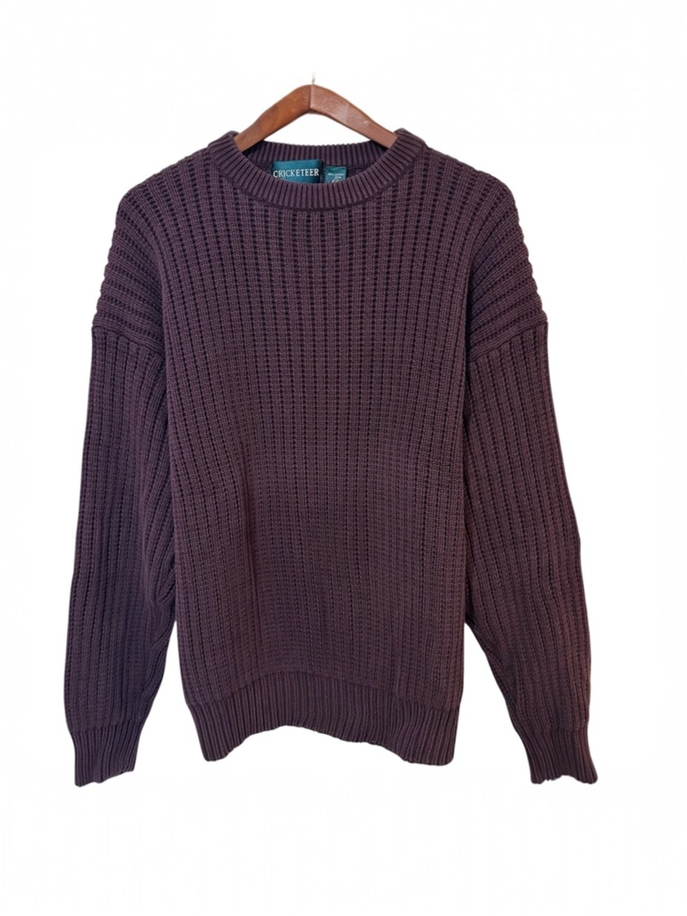 Vintage Cricketeer Knit Crewneck Sweater Plum Purple Warm Fall Size XL